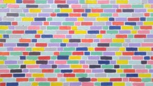 yellow red and blue brick wall