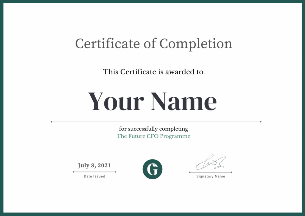 CFO course certificate example