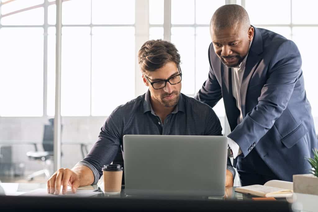 Leadership working with his employee